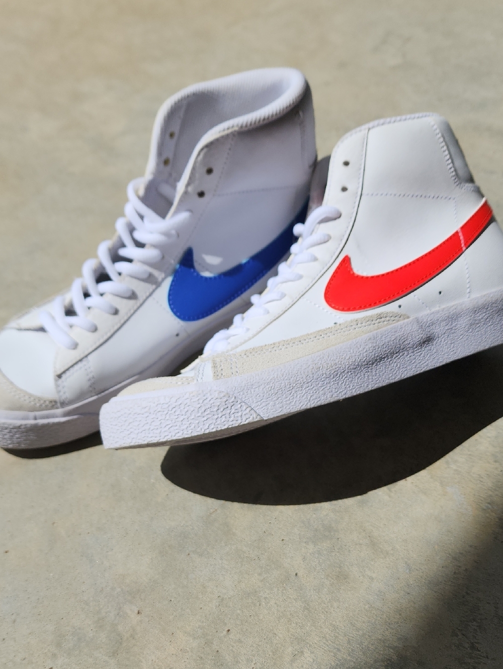 Nike Kids 4.5 Blazer Sneakers with Red and Blue Swooshes